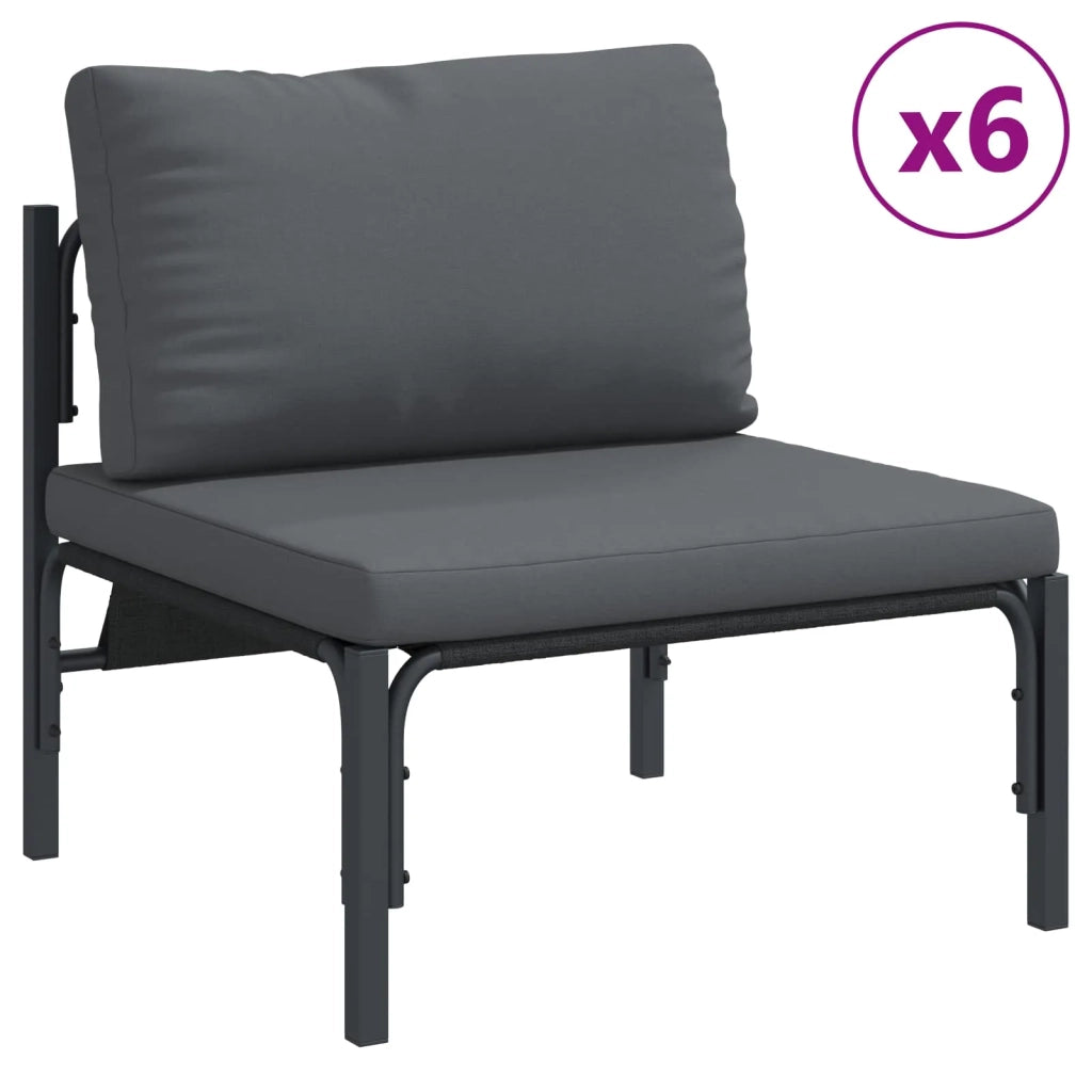 Set Divano da Giardino con cuscino 10 pcs Nero Acciaio