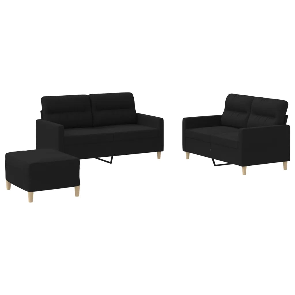 Set di Divani 3 pz con Cuscini Nero in Tessuto 3201580