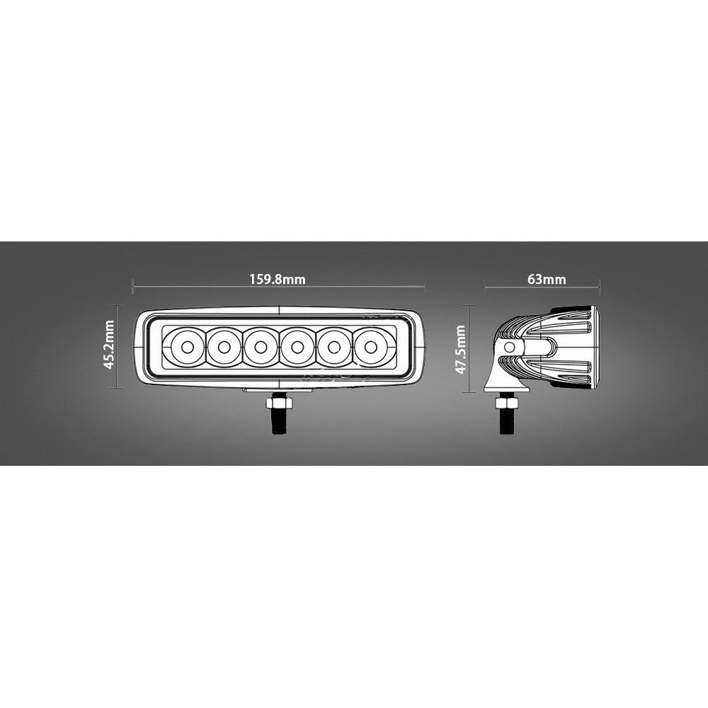 Trade Shop - Faro Lampada Supplementare Profondita' Per Auto Fuoristrada 12v 6 Led 18w Ip68 -