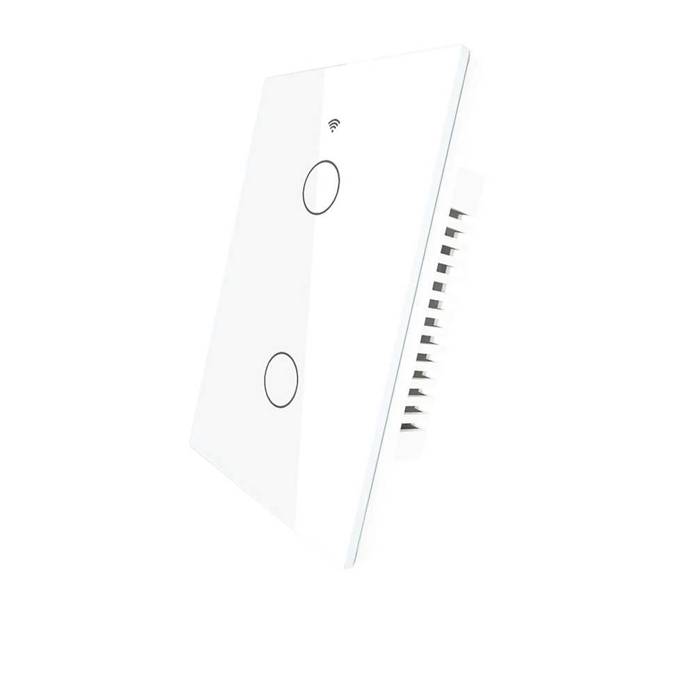 Interruttore Da Parete Touch 2 Tasti, WIFI 2.4G Matter, TUYA, Smart Life,Apple Home, Google Home, Alexa, SmartThings 10A, AC 90-250V, 50/60HZ, 120X72X38mm, IP20, Bianco