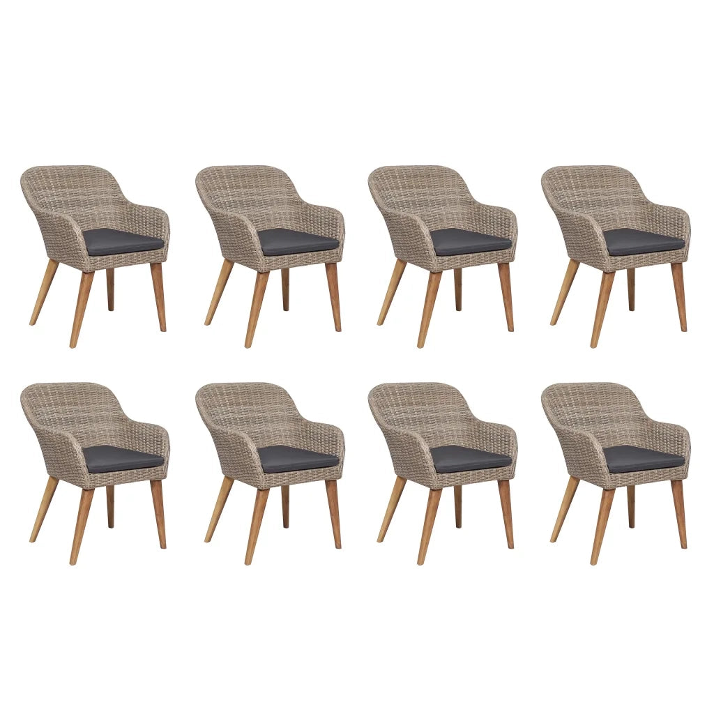 Set da Pranzo da Giardino 9 pz con Cuscini in Polyrattan 3057815