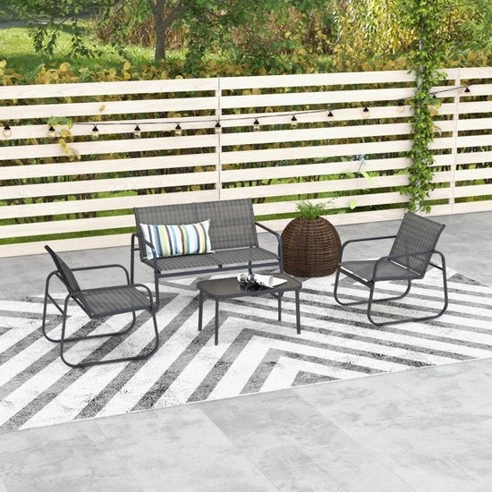 Set da giardino - Nero - Raster - Due alette - 4 pezzi