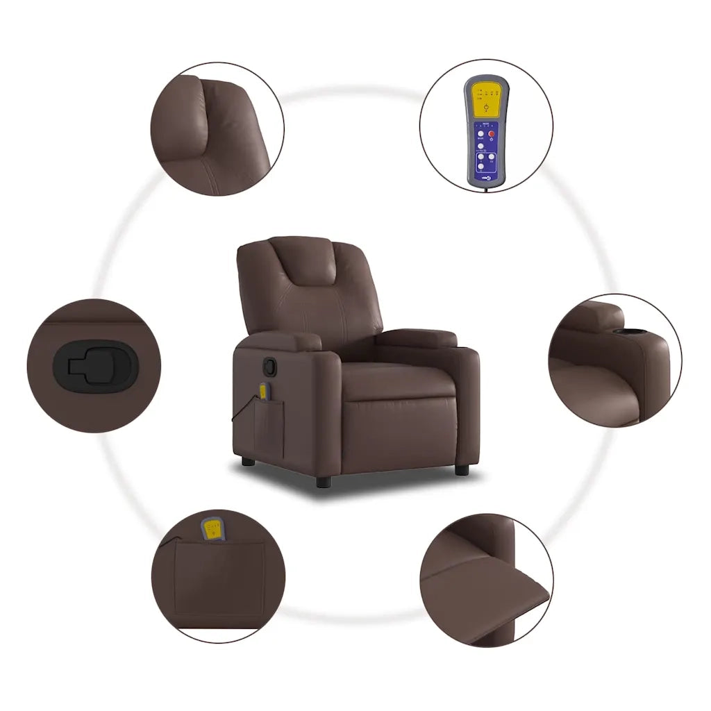 Poltrona Massaggiante | Sedia Relax Reclinabile marrone in Similpelle