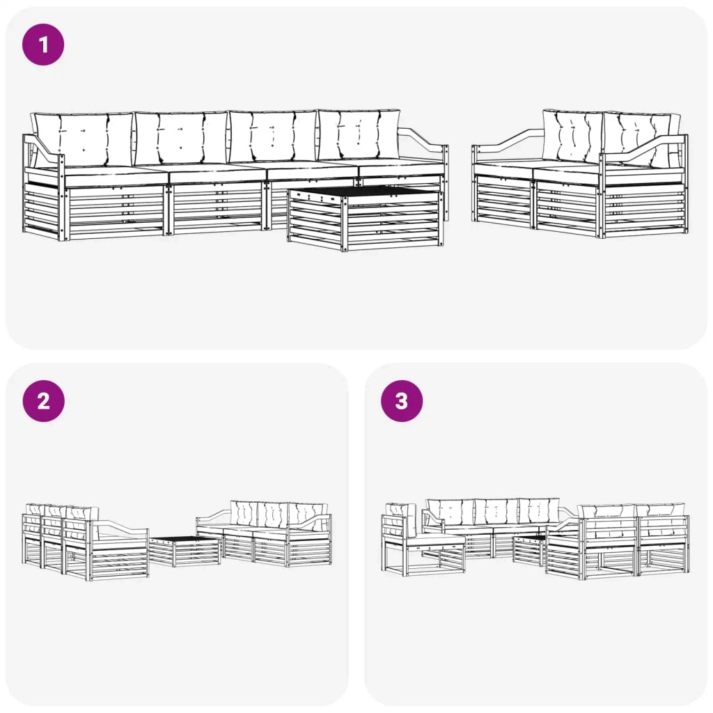 Set di divani da esterno 7 pz Bianco e Antracite Poliestere 3390102