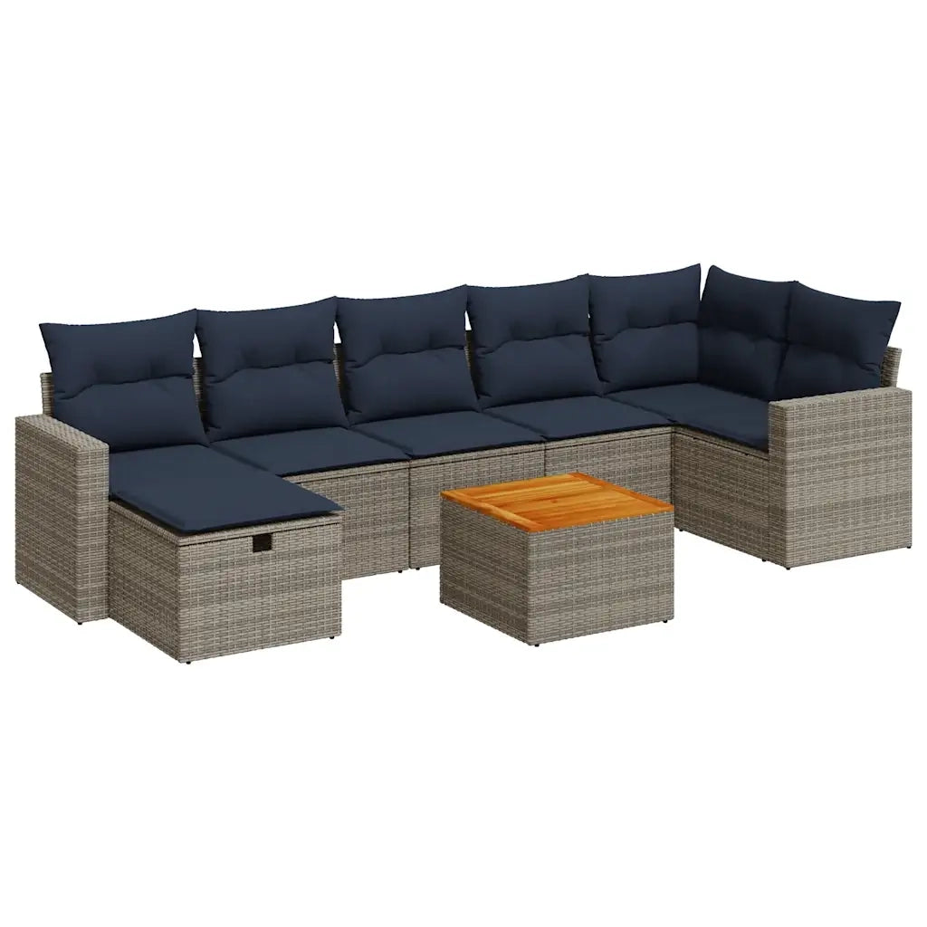 Set Divano da Giardino 8 pz con Cuscini Grigio in Polyrattan 3325799