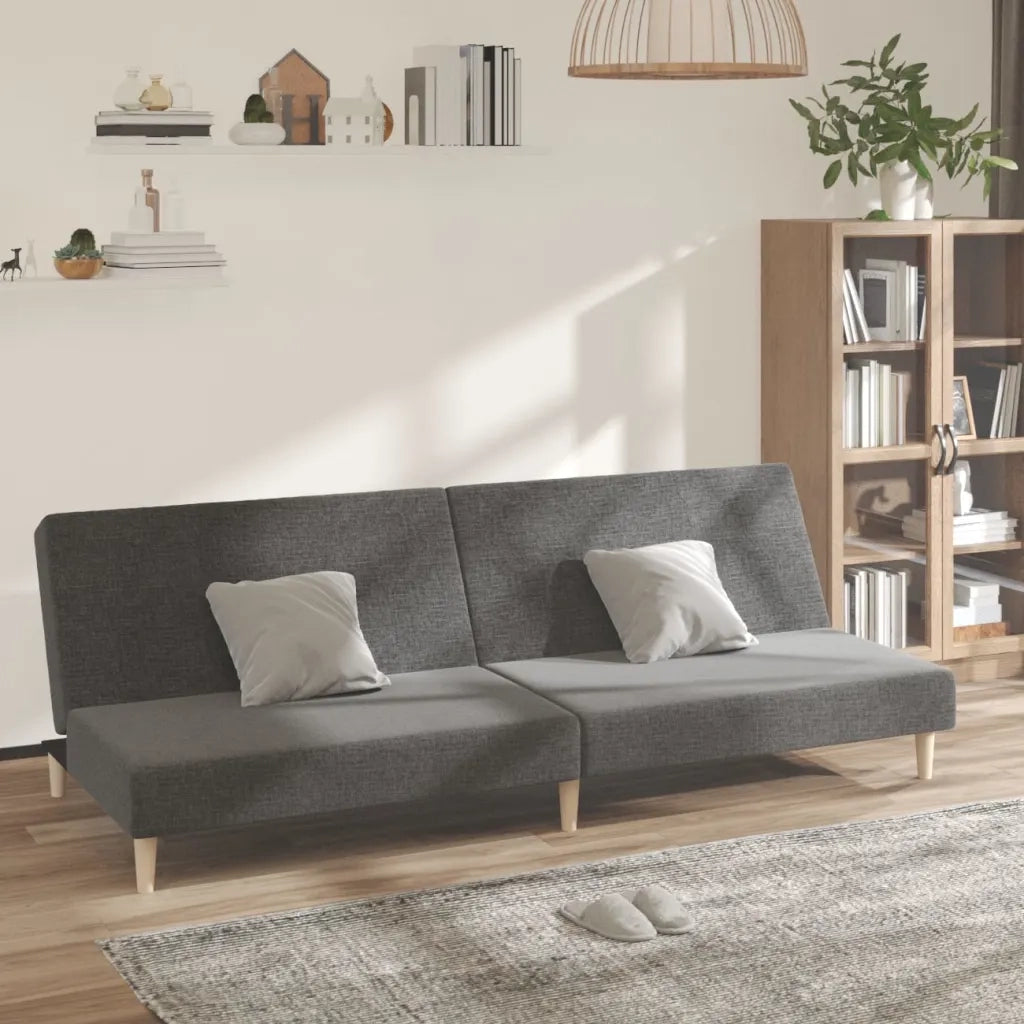 Divano Letto a 2 Posti Grigio Chiaro in Tessuto 375723