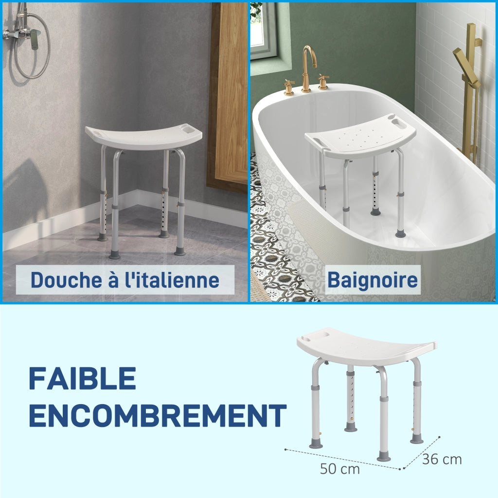 Sgabello Doccia Ergonomico Regolabile Altezza ¨C Minimal ¨C Bianco