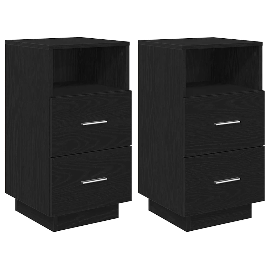 Comodini 2 pz con 2 Cassetti Neri 36x36x68 cm
