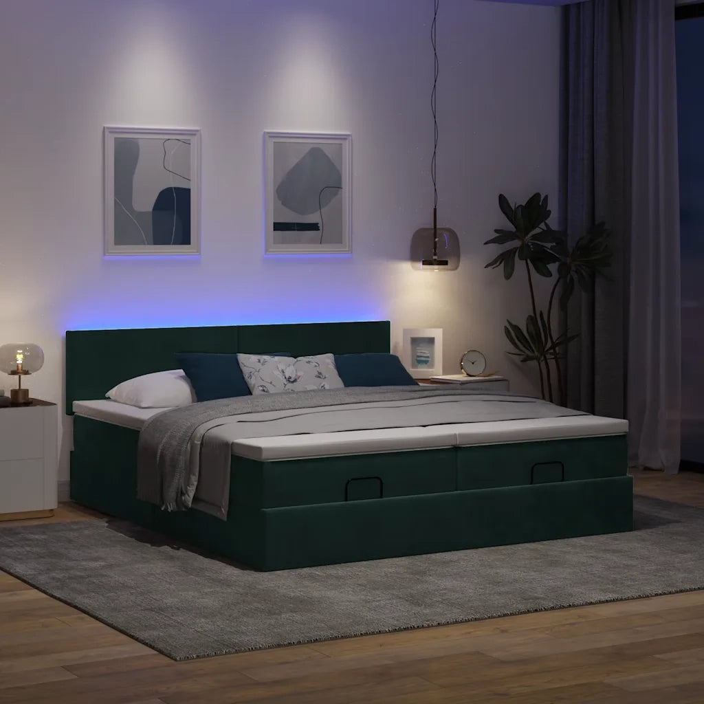 Struttura Letto Pouf con Materassi 200x200 cm Velluto
