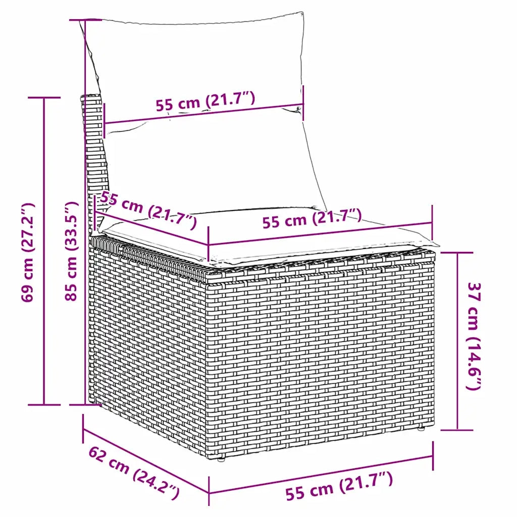 Set Divano da Giardino con cuscino 11 pcs Nero polyrattan 3362369