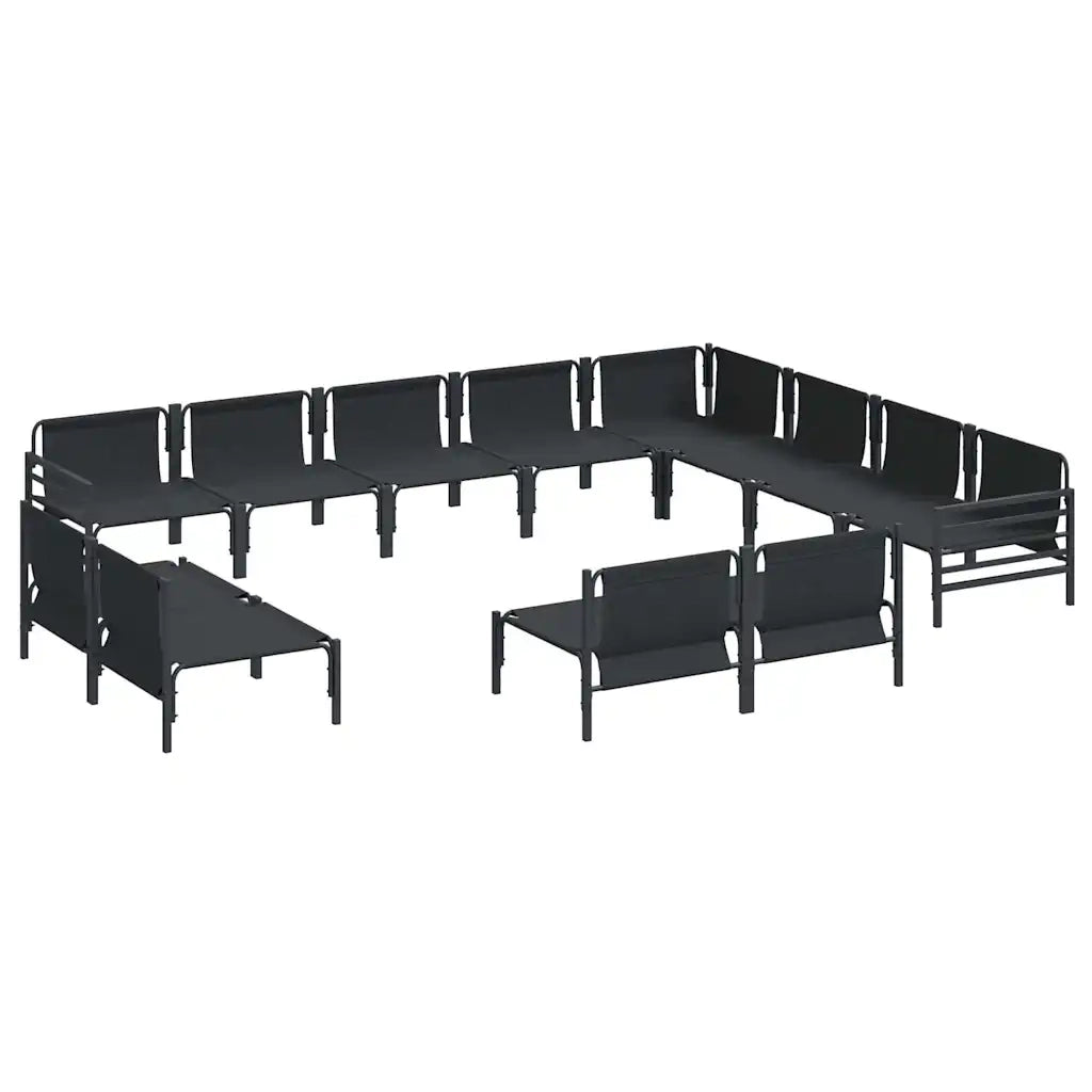 Set Divano da Giardino con cuscino 12 pcs Nero Acciaio