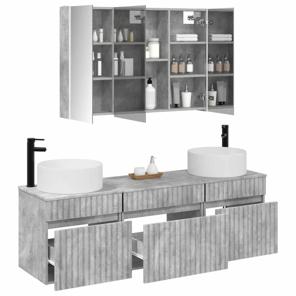 Set di Armadi da Bagno 4 pz Grigio Cemento Legno ingegnerizzato 3406666