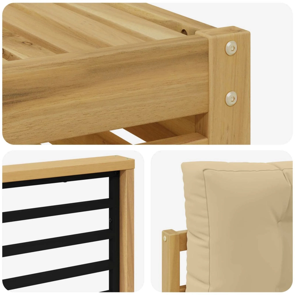 Set di divani da esterno 9 pz Bianco e Beige Poliestere 3390258