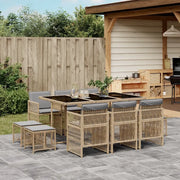 Set Pranzo da Giardino 11 pz con Cuscini Beige Misto Polyrattan