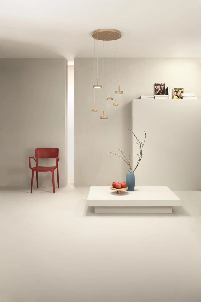 SOSPENSIONE NINA 8 LUCI ORO 3000K 3360LM 56W D.60CM VETRI ACQUISTABILI SEPARATAMENTE