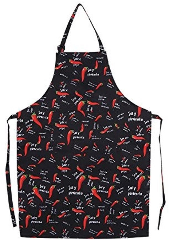 Cucina Adattabile Impermeabile a Poliestere - Comfortevole - Con Tasche - Adatto per Uomini/Donne - Disegno Chili - Grembiule