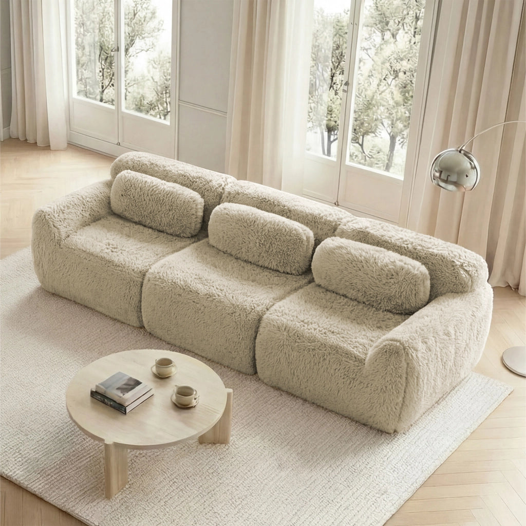 Sofa a 3 posti - Zephmum- Premium peluche modulare, antiscivolo