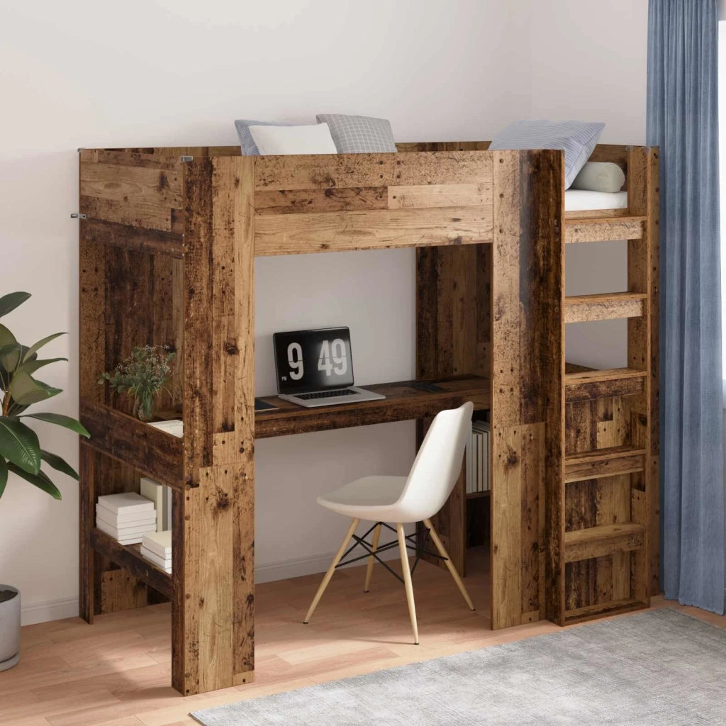 Struttura letto a castello con scrivania Legno vecchio