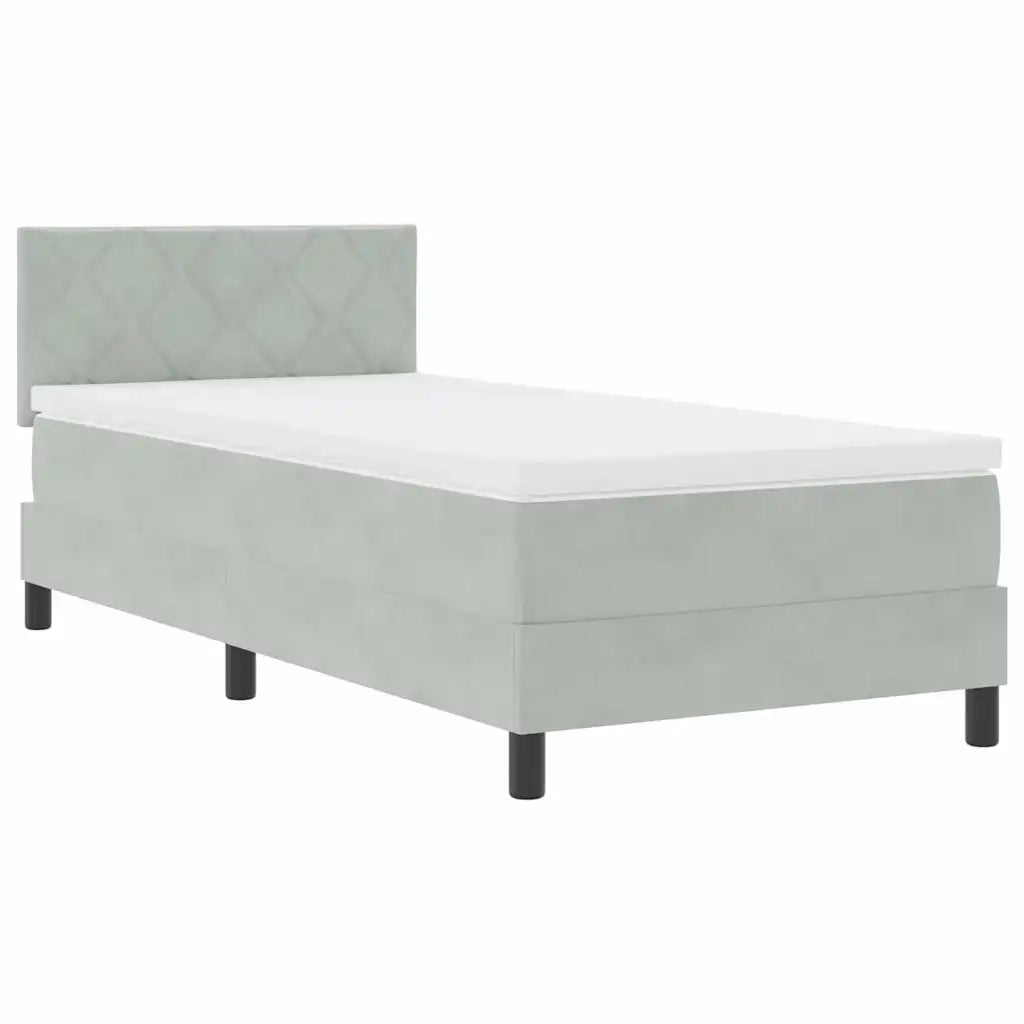 Letto a Sorgente LED con led Grigio chiaro 90 x 200 cm Velluto