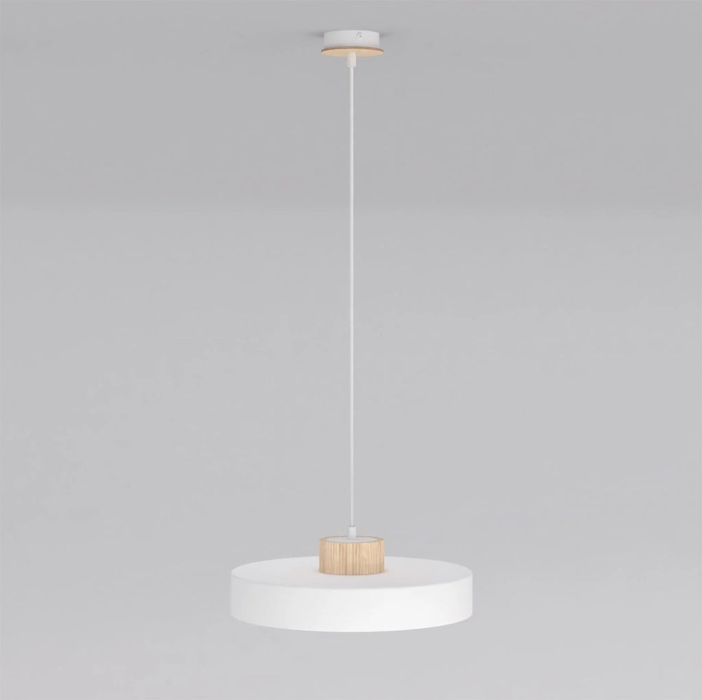 Lampada a sospensione KIVI japandi bianca legno 1xE27 Emibig