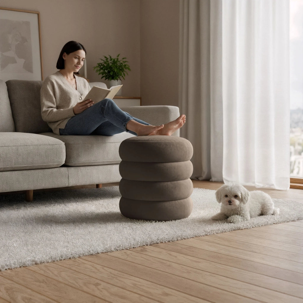 Pouf contenitore cilindrico in velluto 42 cm SNUGGO Bronzo