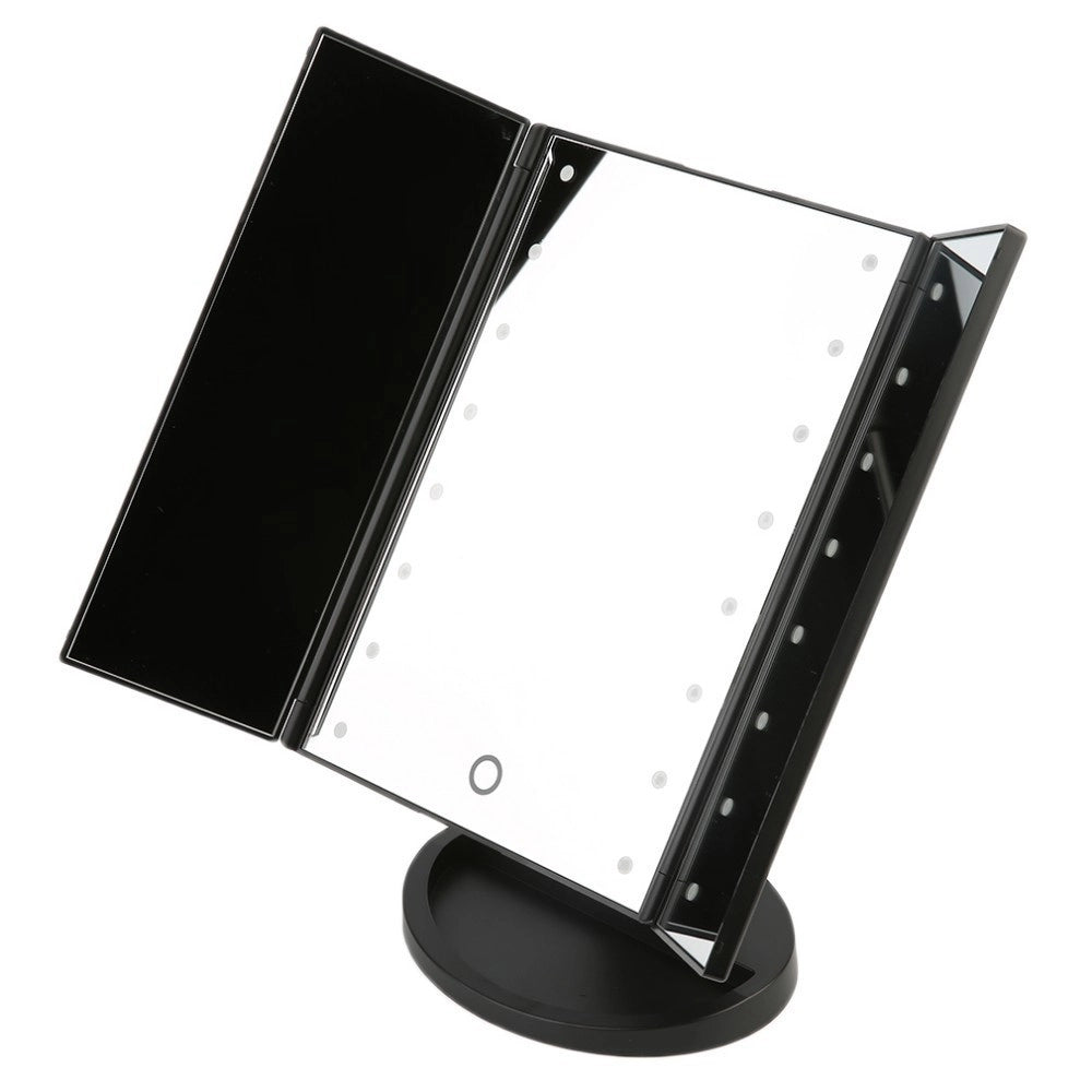 Trade Shop - Specchio Da Trucco Illuminato 22 Led Portatile 4 Specchi Make Up 1x 2x 3x 180° -