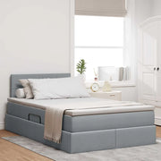 Letto con contenitore e LED Grigio chiaro 120 x 190 cm Tessuto 3371130