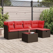 Set Divano da Giardino 6 pz con Cuscini Marrone in Polyrattan 3325280