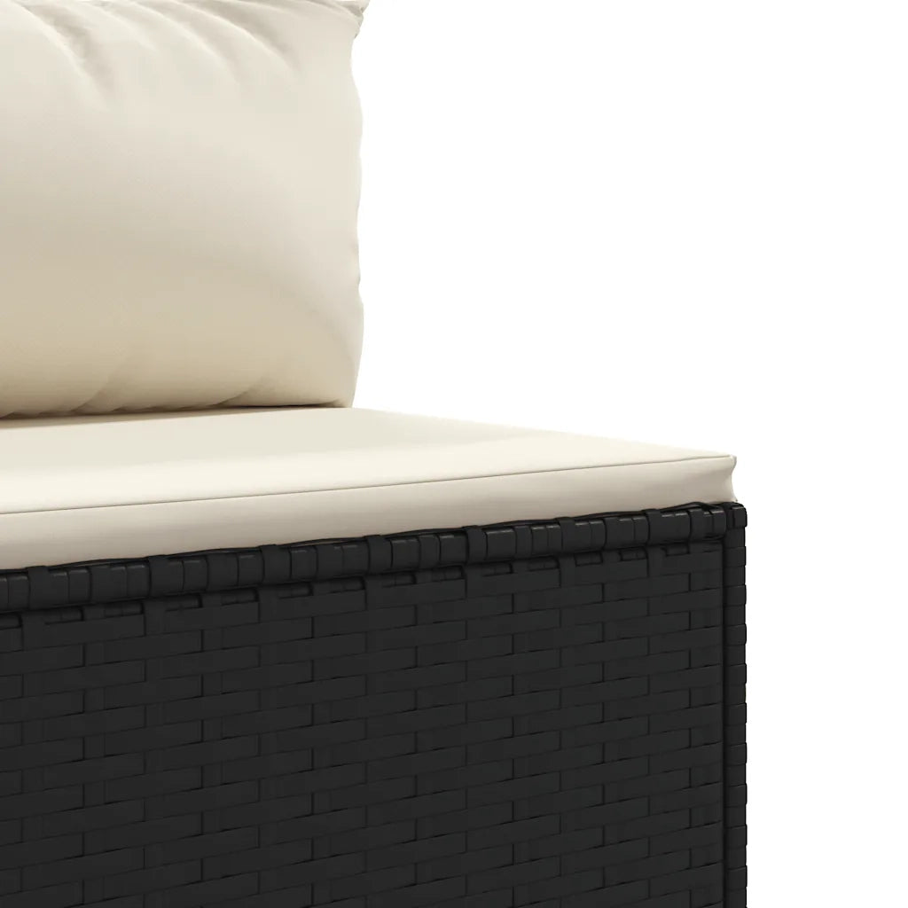 Set Mobili da Giardino 6 pz con Cuscini in Polyrattan Nero