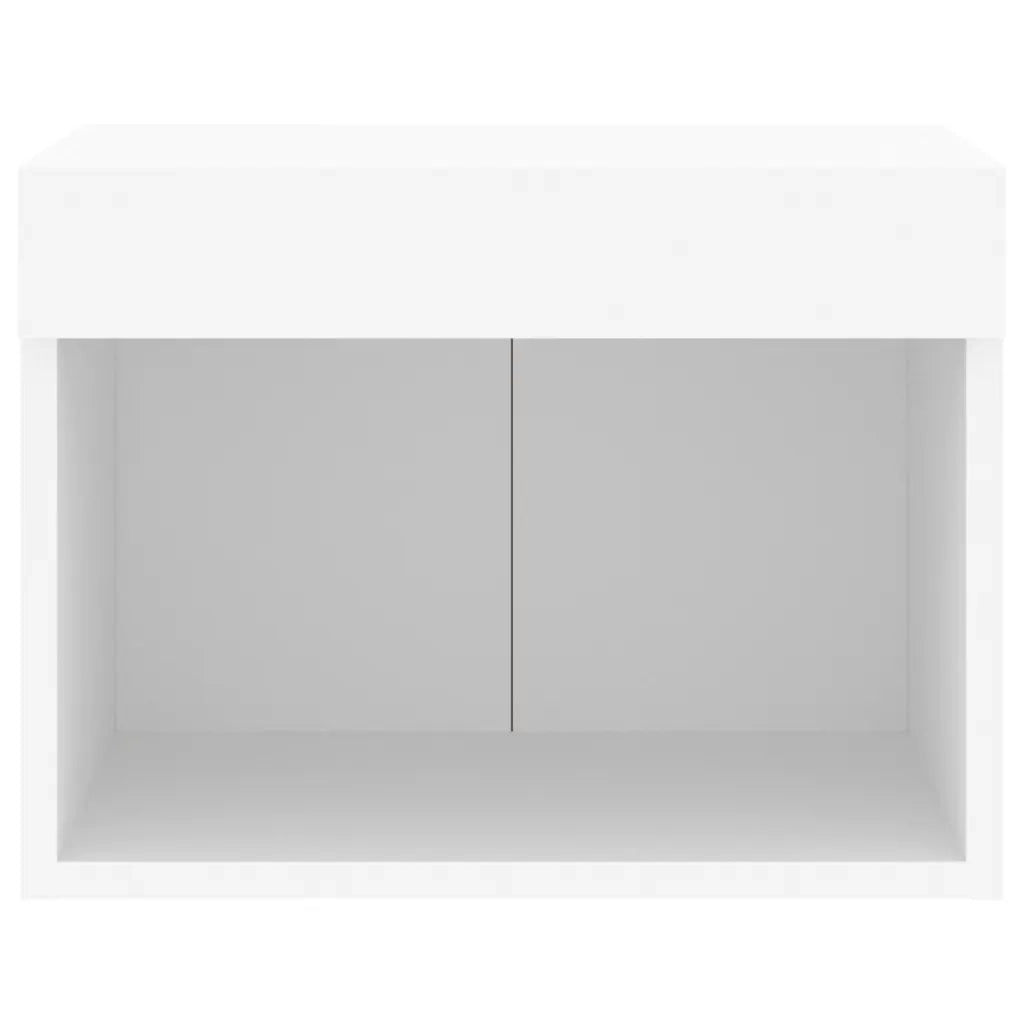 Comodino | Armadio da Notte | Mobiletto da notte con Luci LED a Parete Bianco