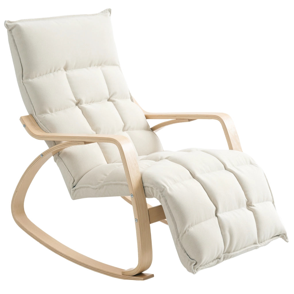 Poltrona Dondolo Imbottita con Braccioli ¨C Minimal ¨C Crema