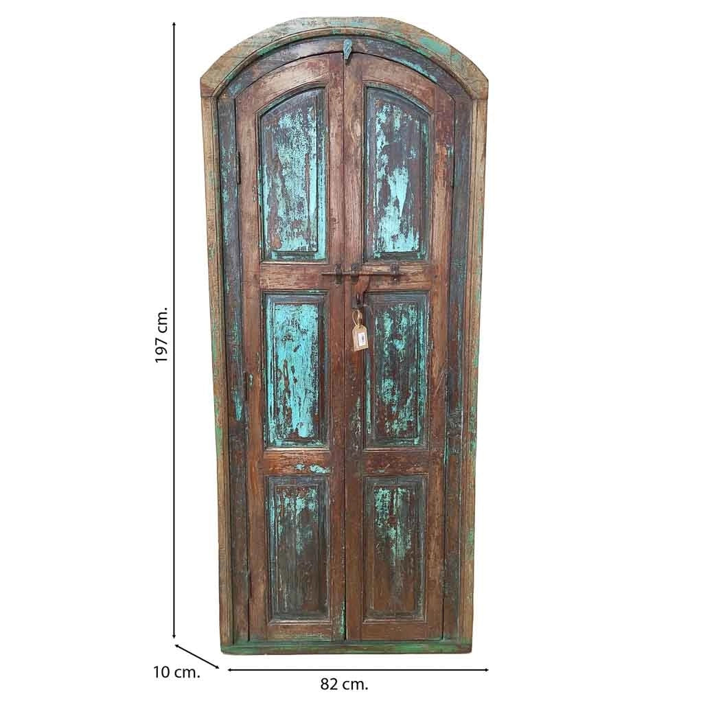 Porta artigianale in legno blu 82x10x197h cm