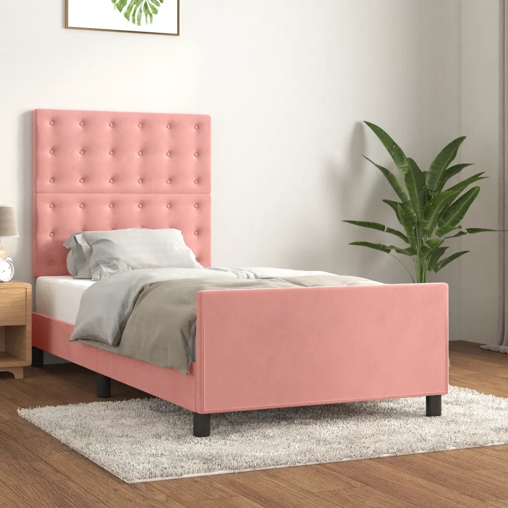 Giroletto con Testiera Rosa 80x200 cm in Velluto 3125970