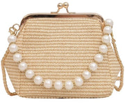 Borsa da spiaggia per donna estate piccola con cinturino di stoffa e catena regolabile per viaggi di lusso (Kaki)