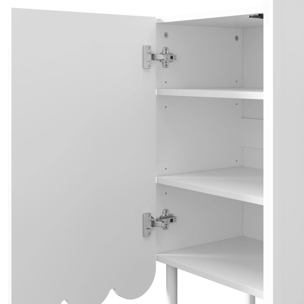 SIDEBOARD con Ante Ondulate 120x35x80 cm MDF Bianco con Ripiani Regolabili