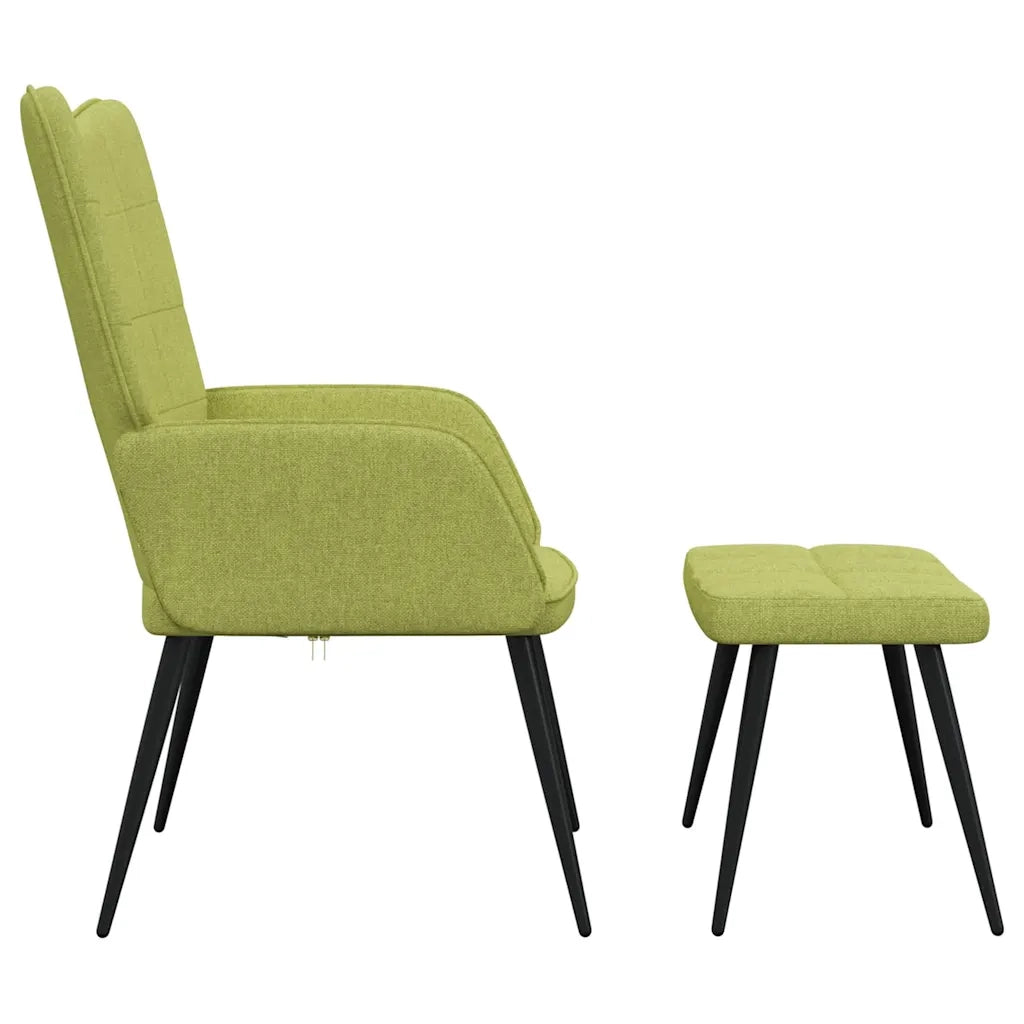 Sedia Relax con Sgabello Verde in Tessuto 327957
