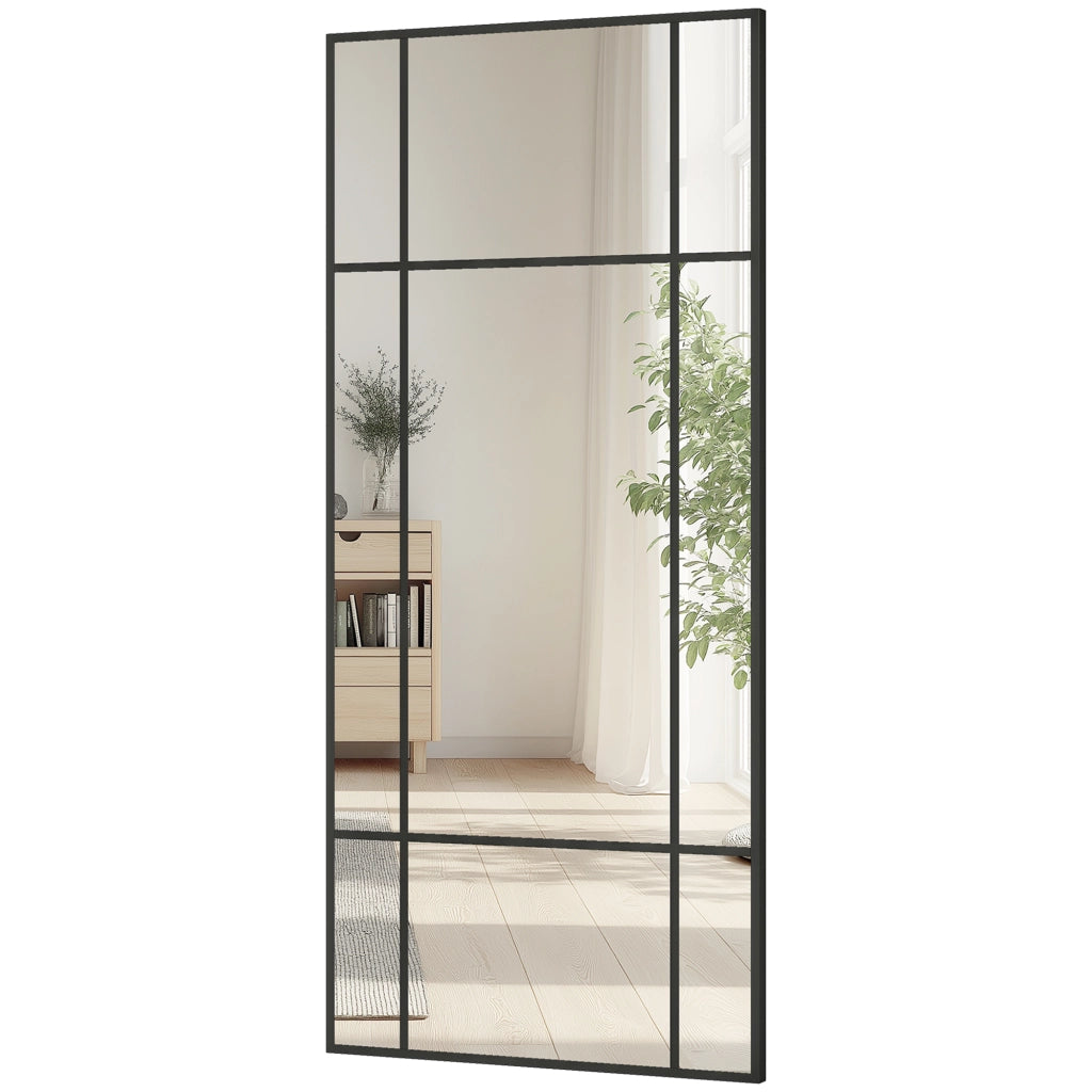 Specchio da Parete con Cornice Finestra Nero ¨C zephmum ¨C 110x50cm