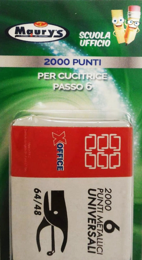 MAURY'S 2000 PUNTI METALLICI UNIVERSALI PER CUCITRICE PASSO 6