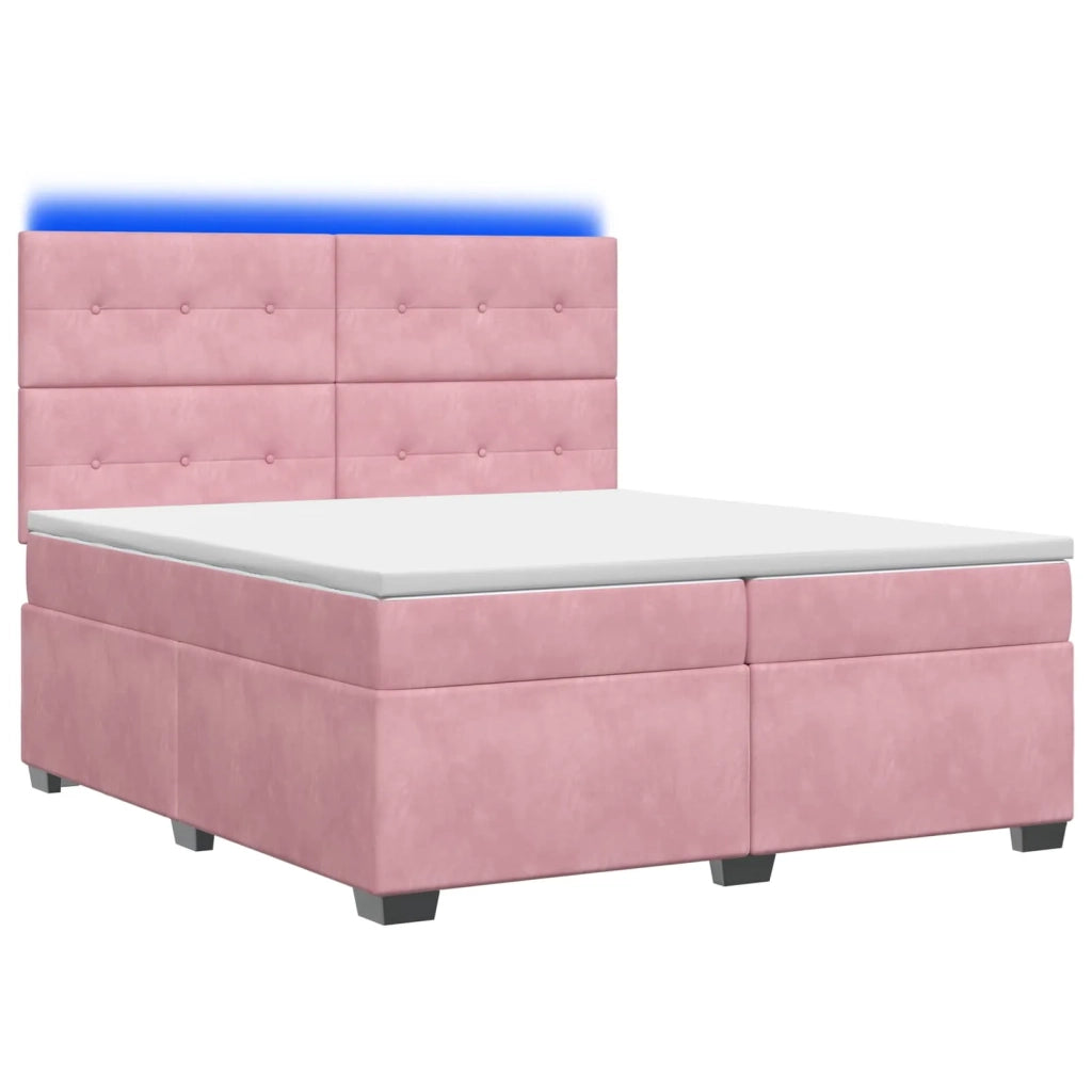 Letto box spring con materasso Rosa 200 x 200 cm Velluto 3455179