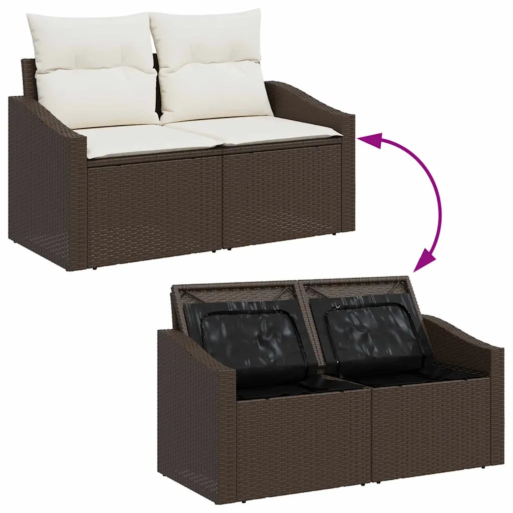 Set di divani con cuscino 8 pcs Marrone e Crema polyrattan 3355307