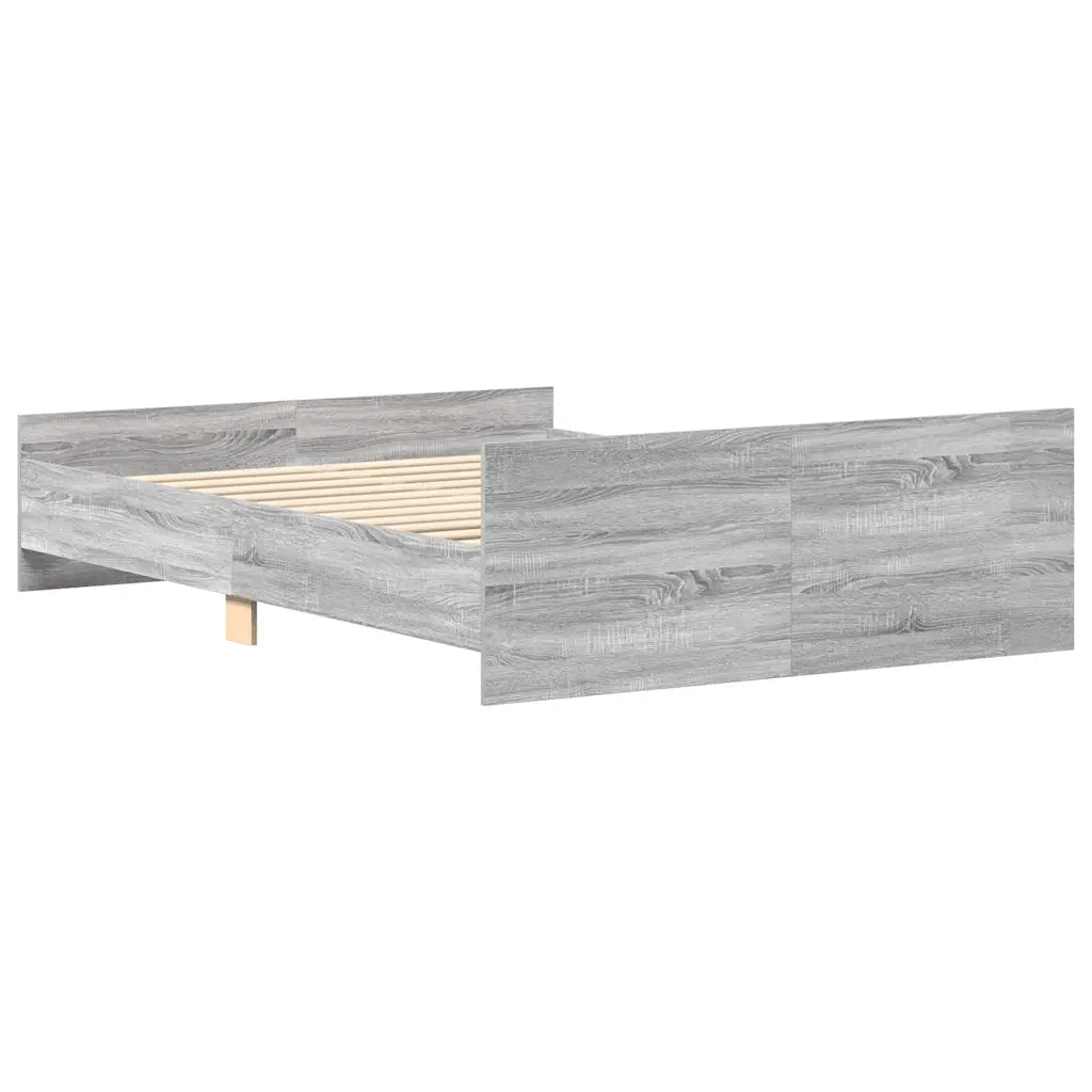 Giroletto con Testiera e Pediera-Struttura Letto Grigio Sonoma 135x190 cm