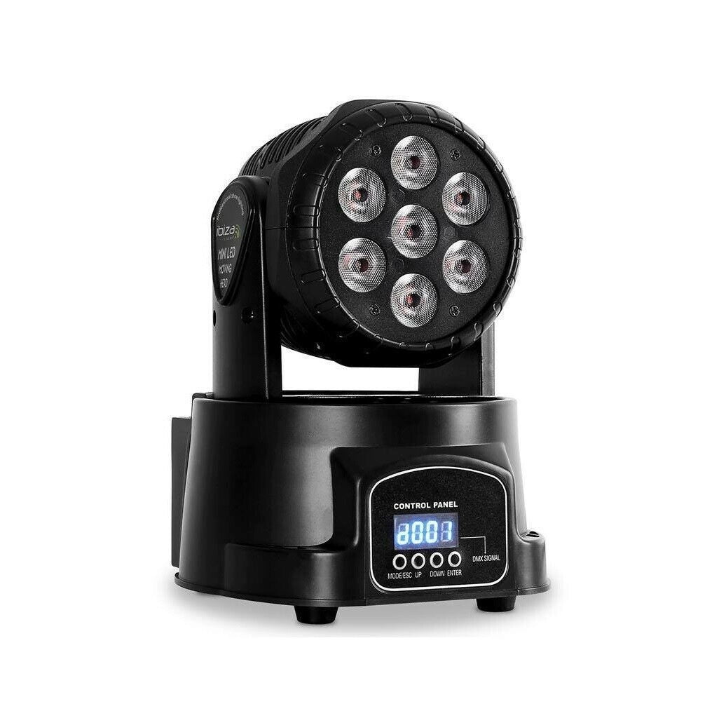 2 X PROIETTORE LED RGB TESTA MOBILE ROTANTE EFFETTI DISCO 7 LED WASH DMX