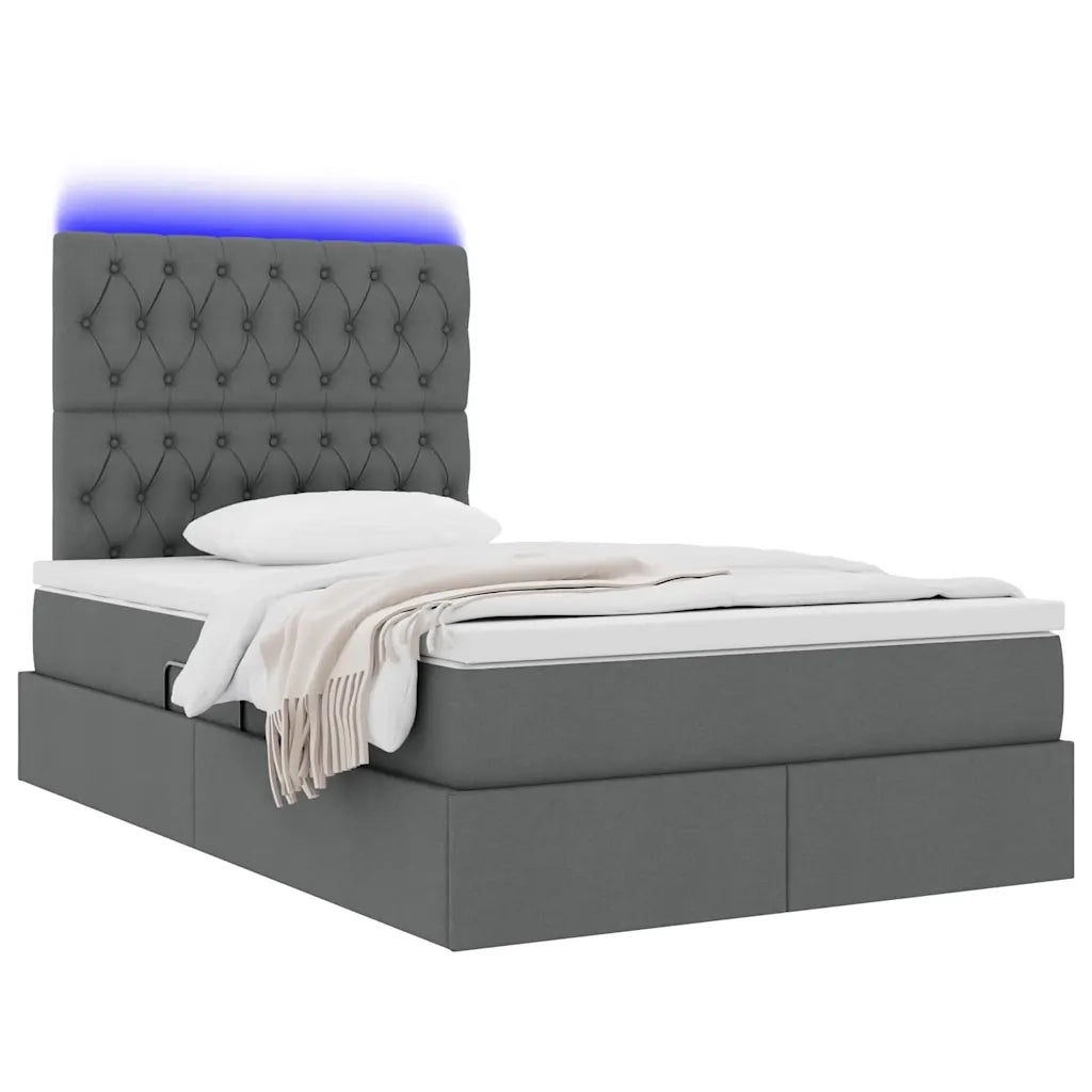 Letto con contenitore e LED con led Grigio scuro 120 x 190 cm
