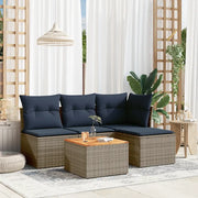 Set Divani da Giardino 5 pz con Cuscini Grigio in Polyrattan 3255928