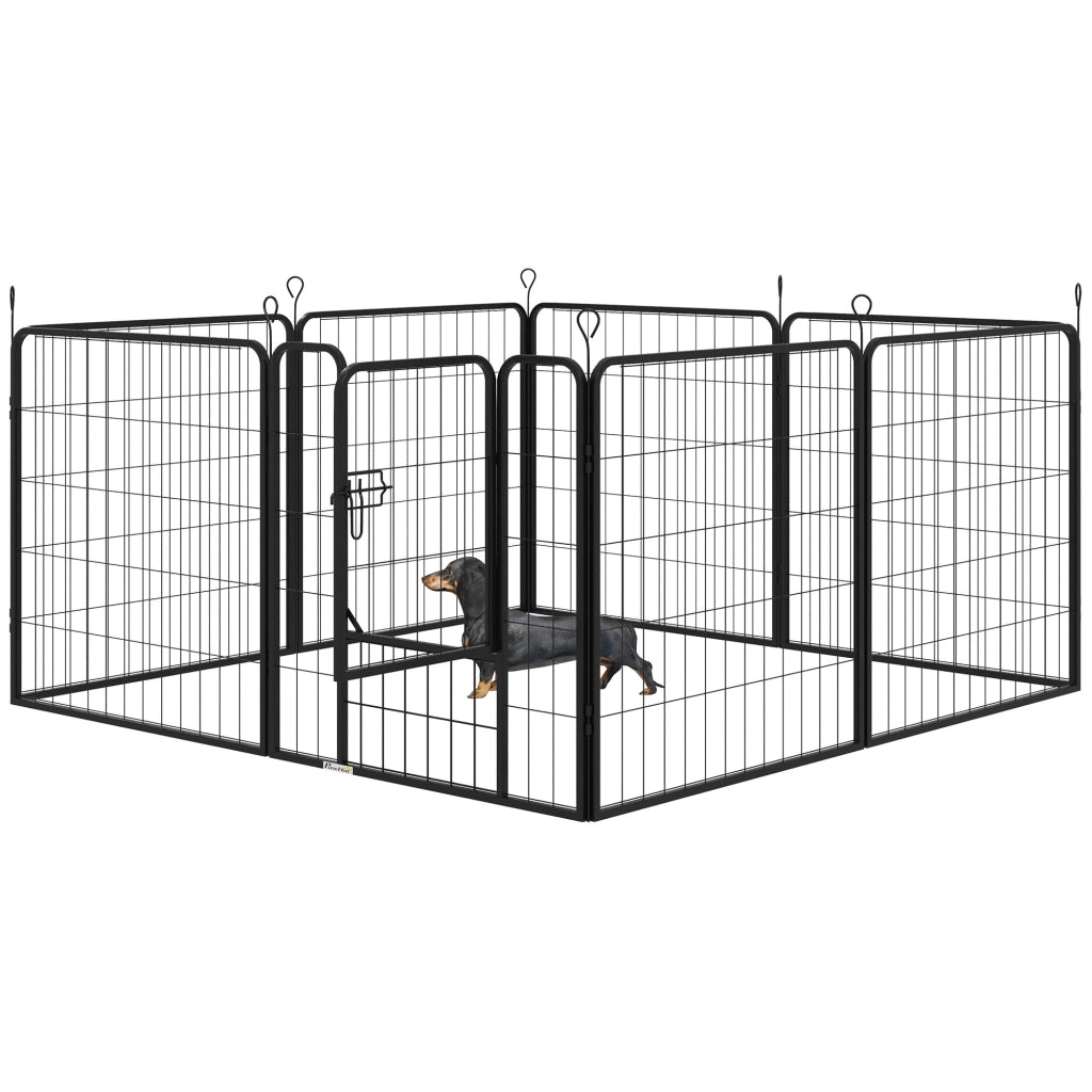 Recinto per Cani 8 Pannelli con Porta ¨C Minimal ¨C Nero 80x80 cm