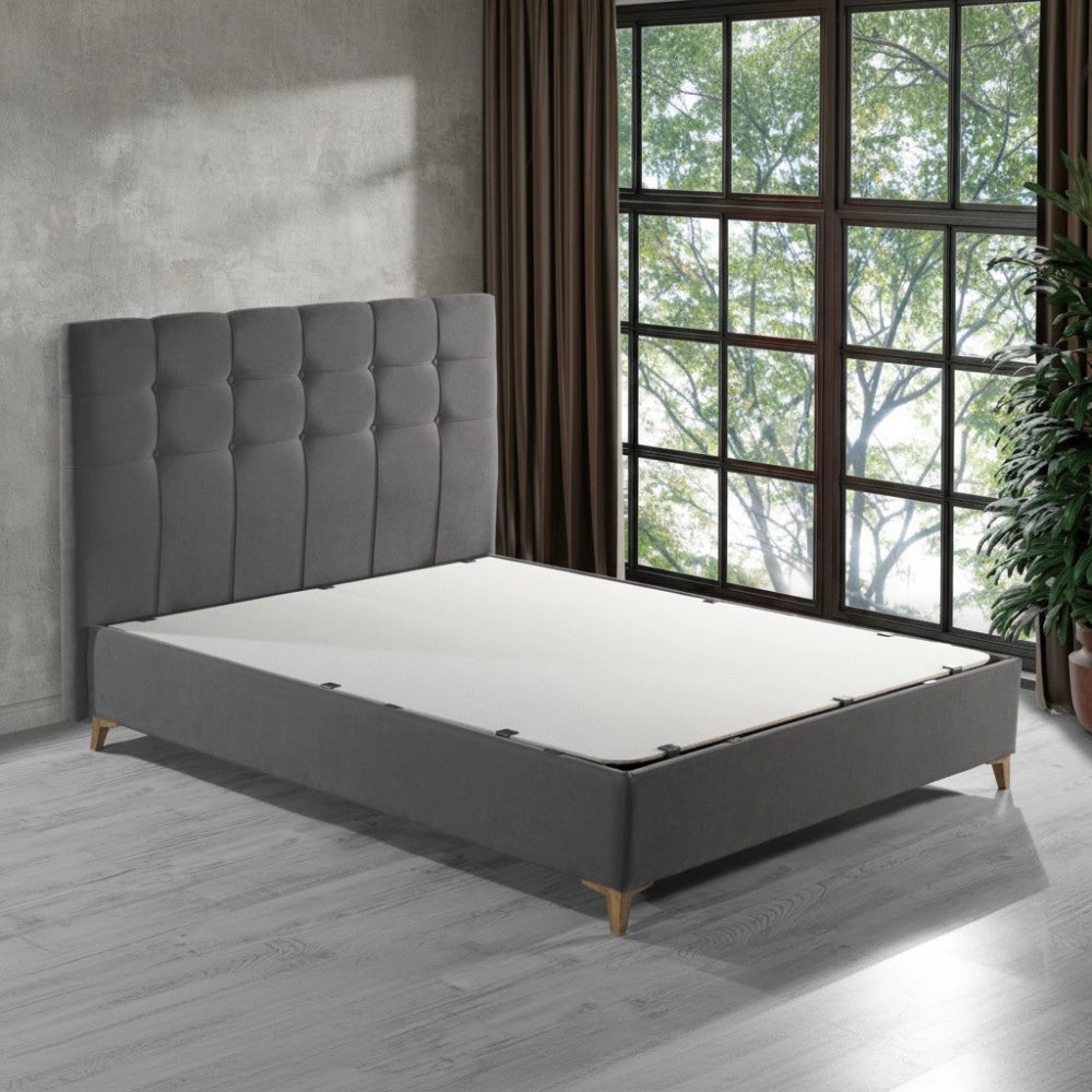 Letto matrimoniale contenitore tessuto grigio scuro Clup Monaco