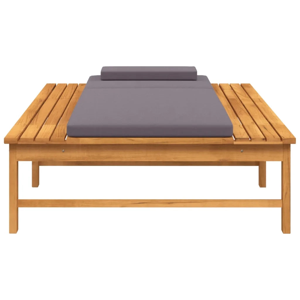 Lettino Cuscino e Guanciale Grigio Scuro Legno Massello Acacia 362154