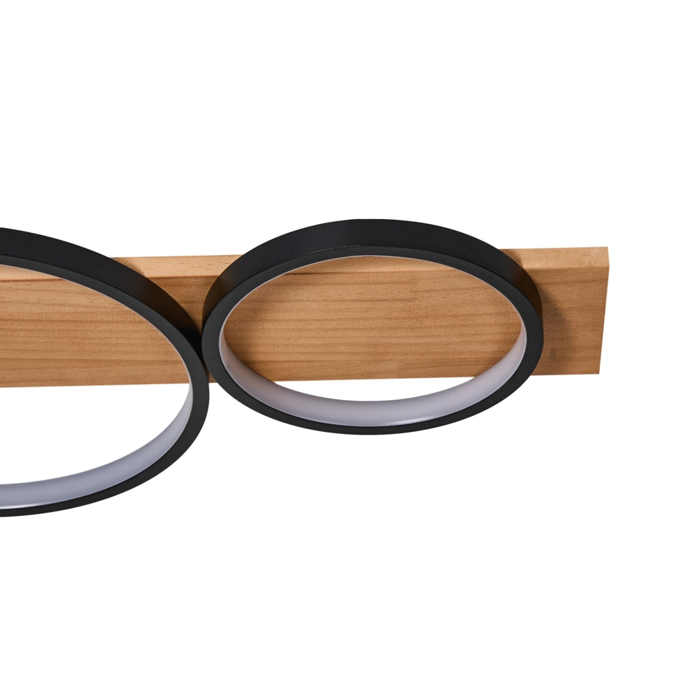 Lampada da soffitto in acciaio nero con luci LED integrate design ad anelli illuminazione decorativa moderna