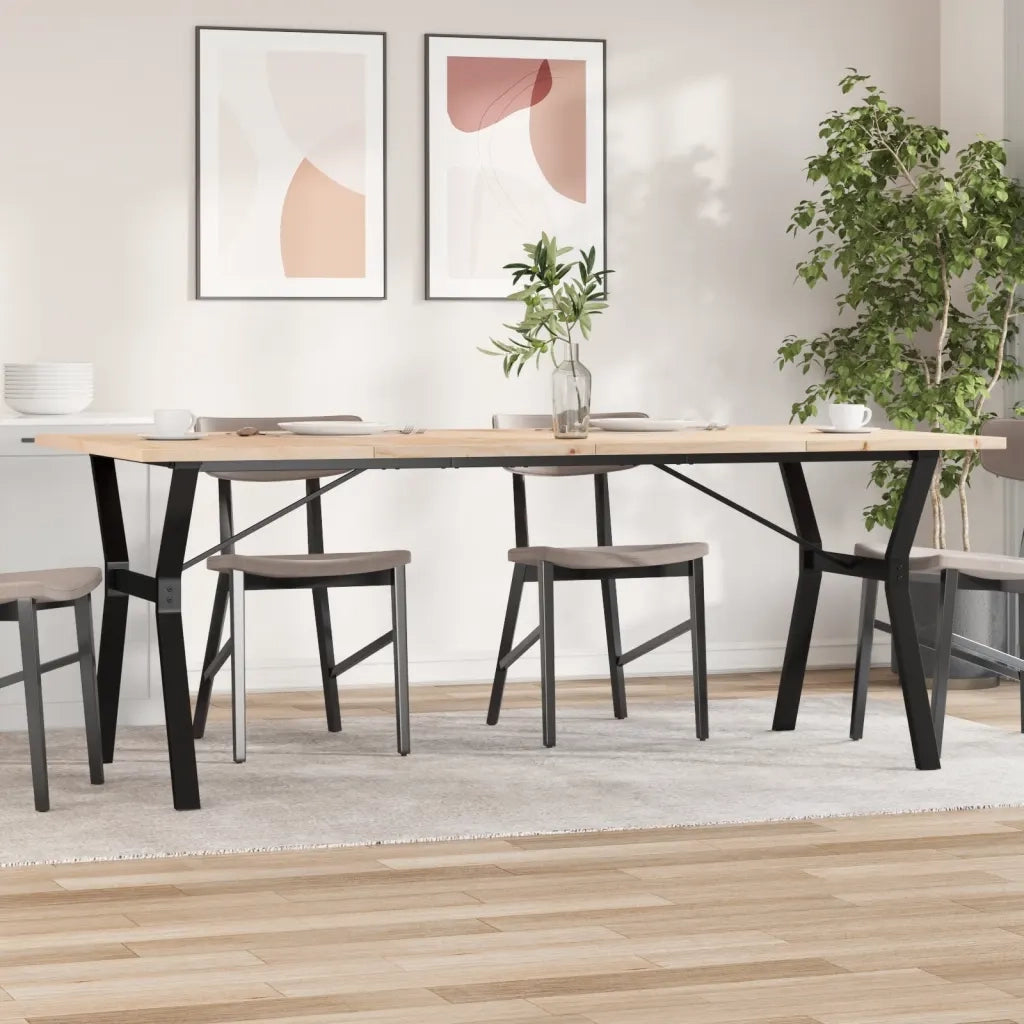 Tavolo Pranzo Telaio a Y 200x100x75,5 cm Legno Pino e Acciaio