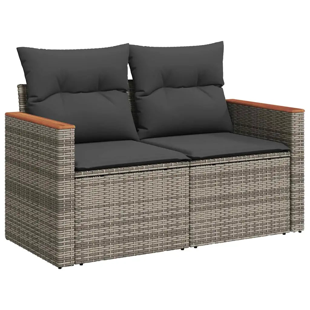 Set Divano da Giardino 9 pcs Grigio polyrattan